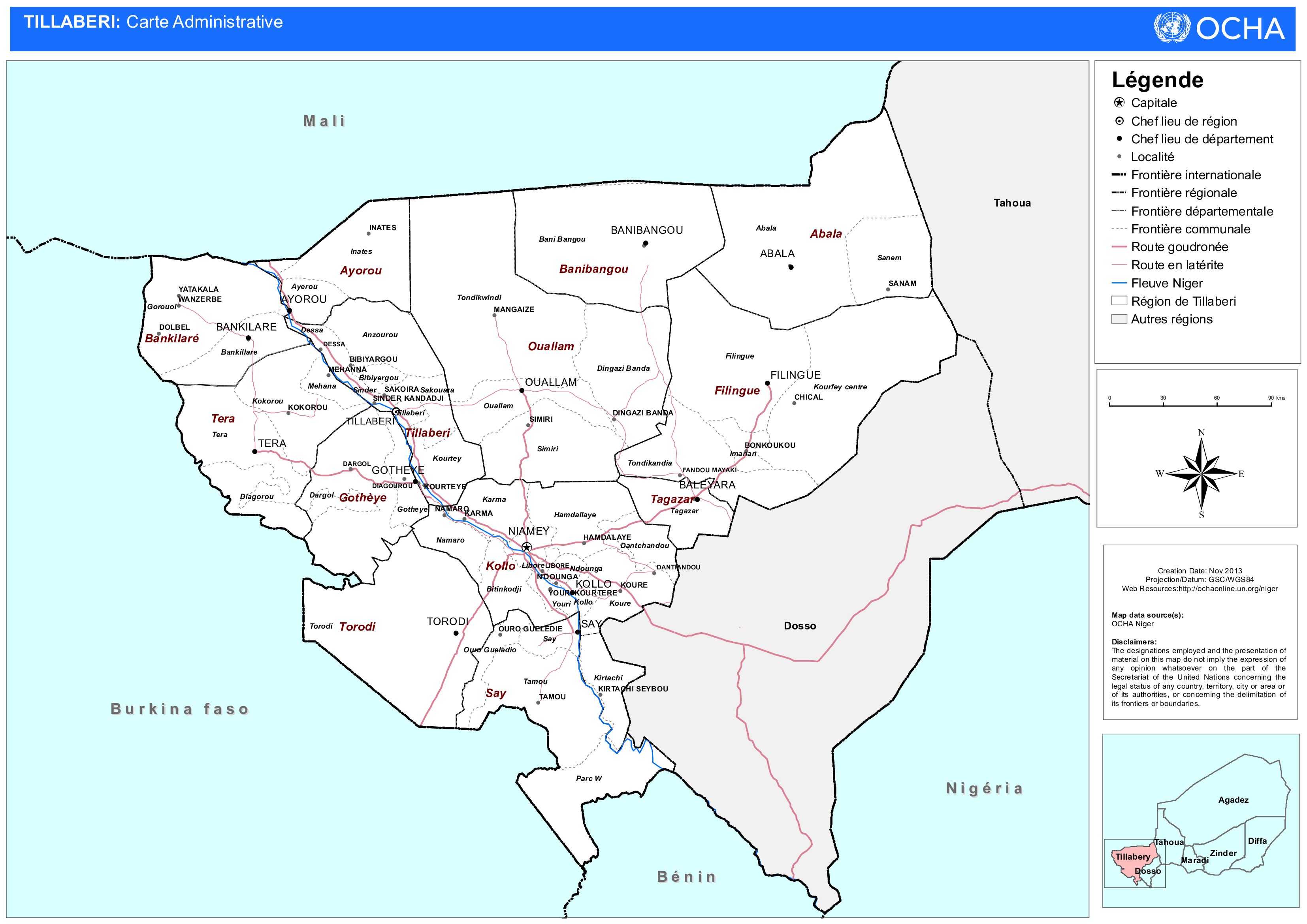2024 07 24 3 Carte Niger Région du Tillabéry en 2013 11 source ONU OCHA 1 comp